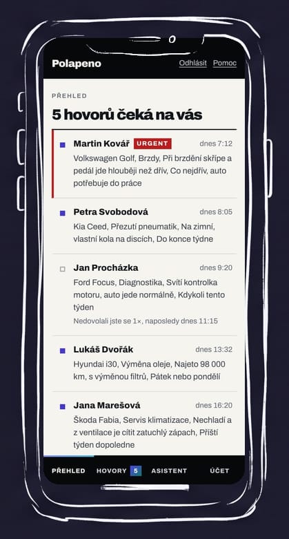 Portál Polapeno na mobilu